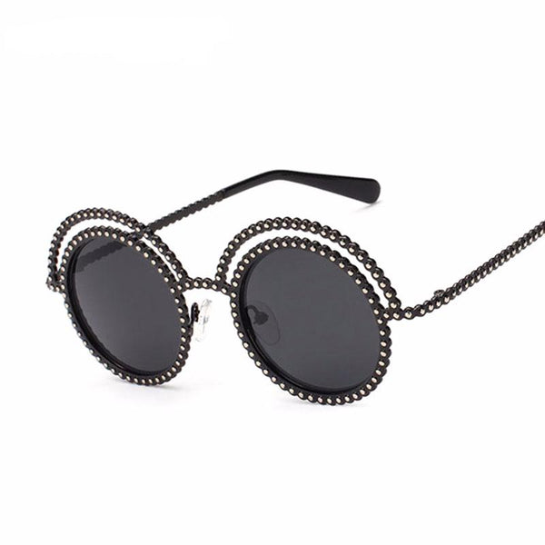 Hipster Bead Round Sunglasses