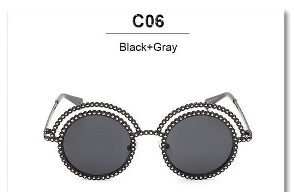 Hipster Bead Round Sunglasses