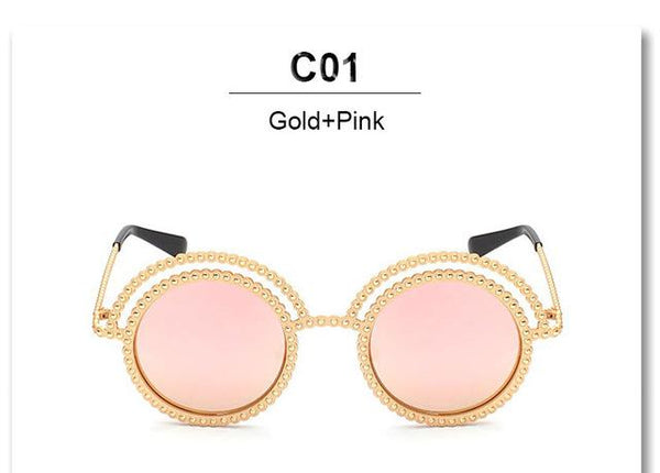 Hipster Bead Round Sunglasses